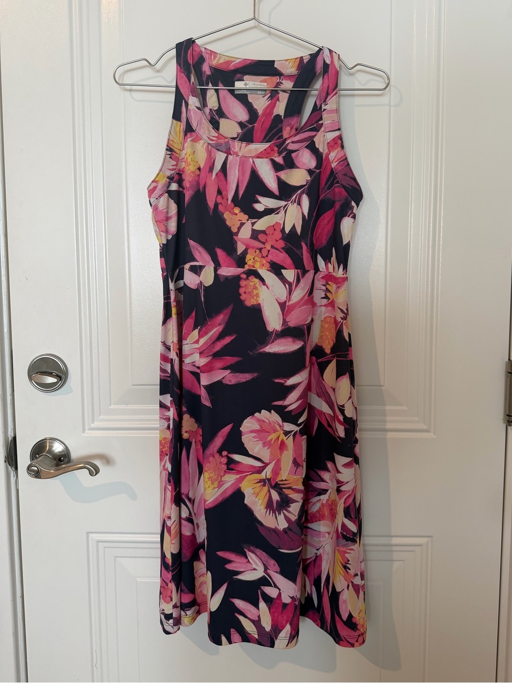 Columbia Floral Navy and Pink Sleeveless A-Line Halter Tank Dress XS